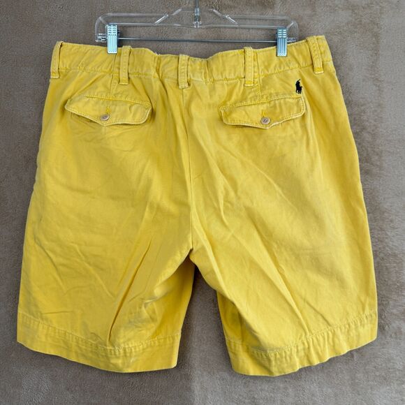 Polo Ralph Lauren Chino Shorts Mens 36 Yellow Pockets Drawstring 10" Classic - Picture 2 of 16